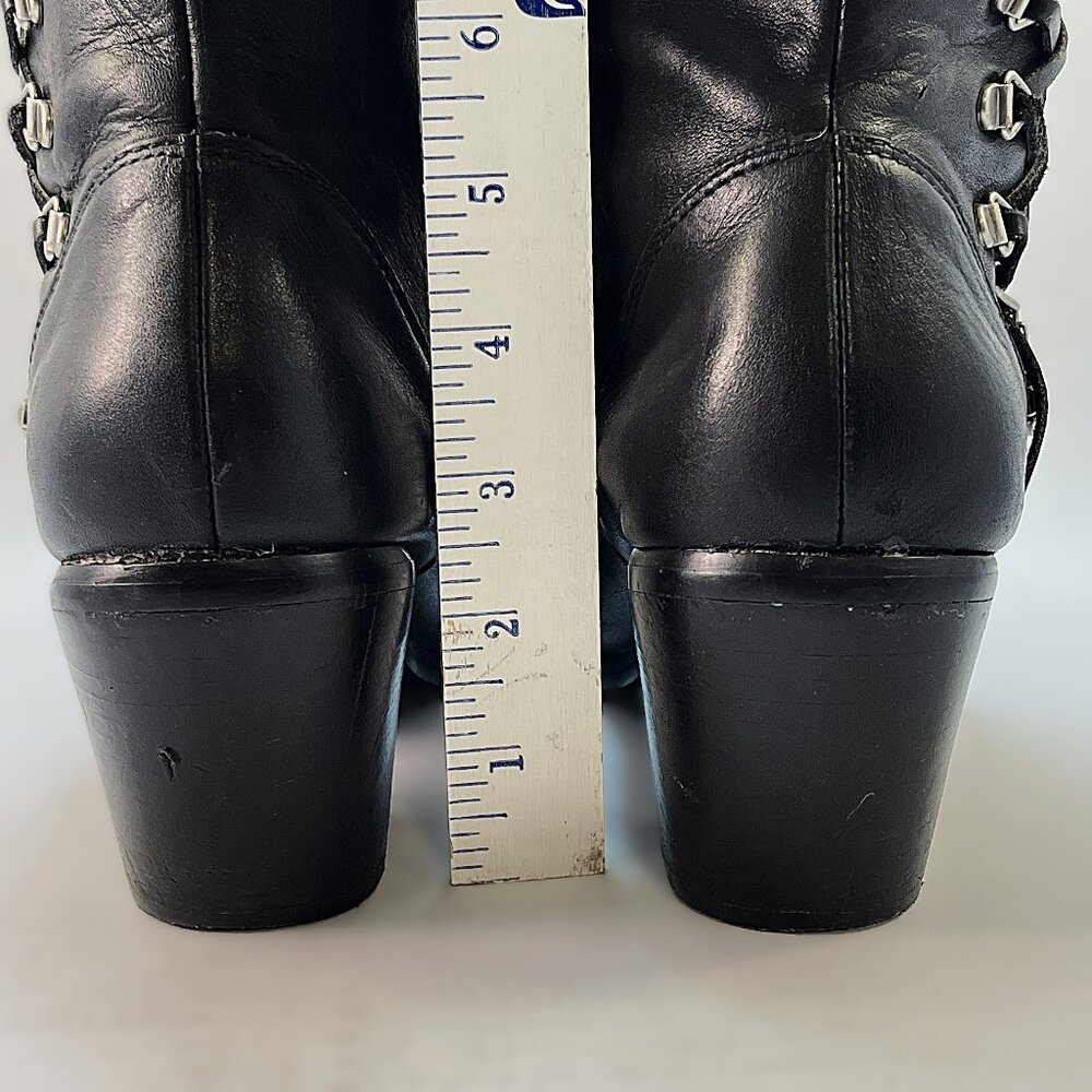 Harley Davidson Women Black Leather Boots Corset Lace Up With Carms Size 9.5" - Picture 10 of 12